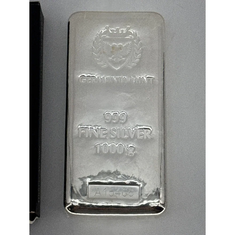 Germania Mint 999 Fine Silver Bar 1000g Bullion Serialized Sealed in Box Cast